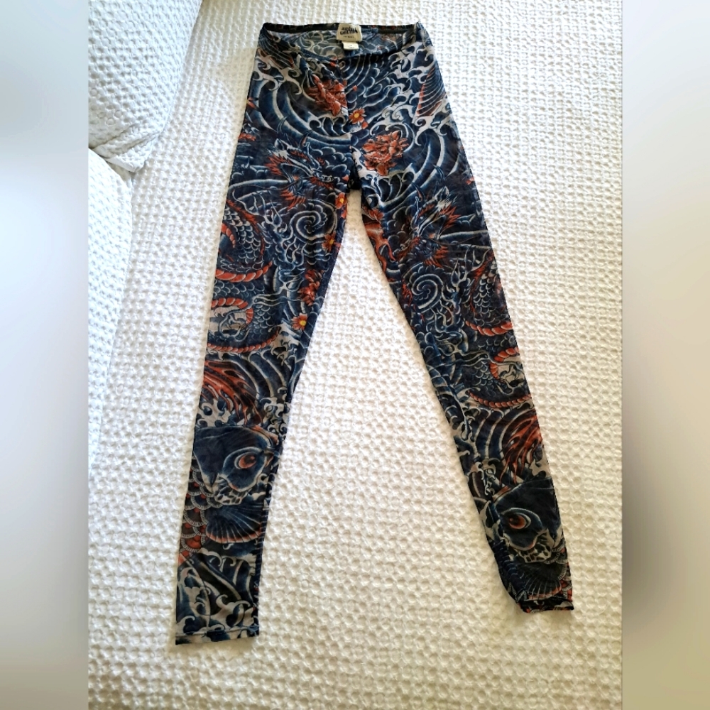 Jean-Paul Gaultier for Target dragon koi tattoo print mesh leggings